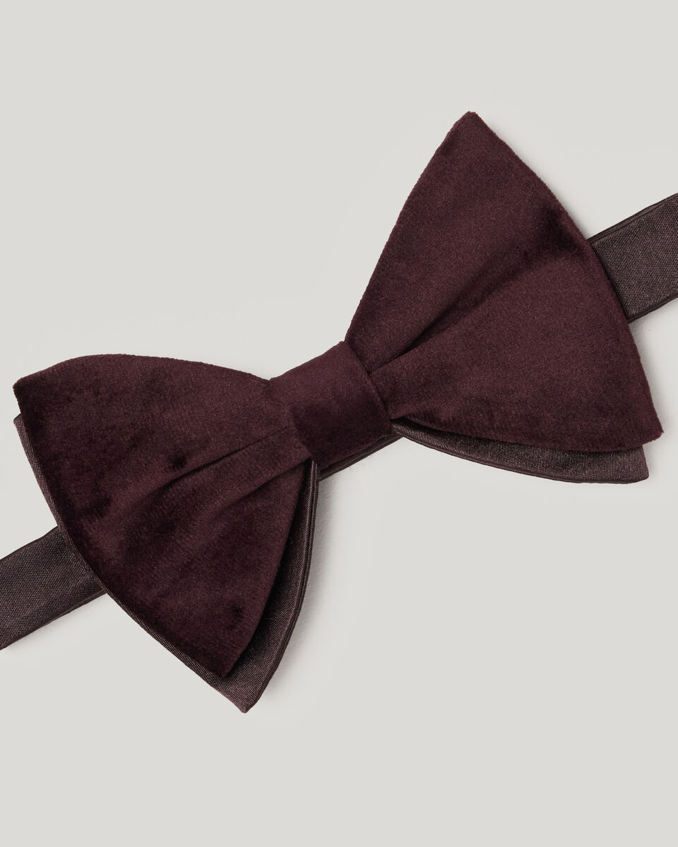 Velvet Bow Tie, Burgundy, hi-res